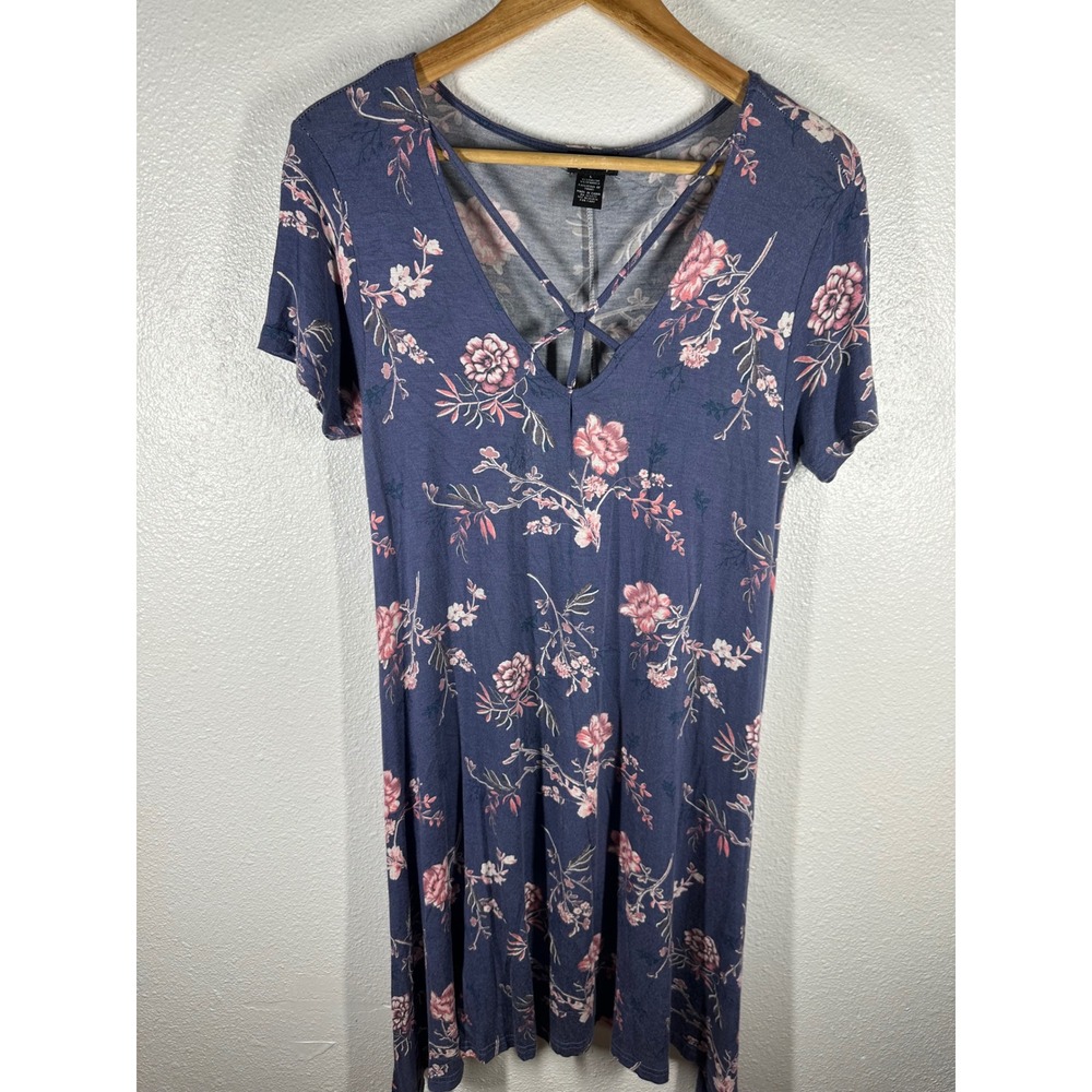 Justify Dress Womens Large Floral V-Neck Crisscross Short Sleeve‎ Casual Mini